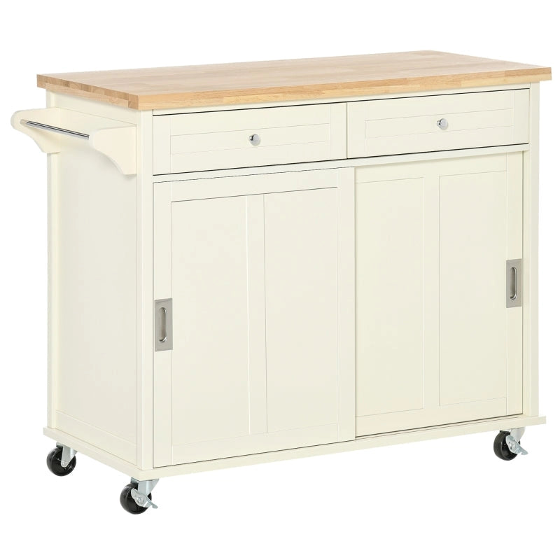 Isola per Cucina 110x49,5x89,5 cm con Cassetti Armadietto e Portasciugamani in Legno e MDF Bianco