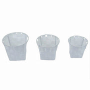 Trade Shop - Set 3 Cestini Rotondi Portaoggetti In Tessuto Bianco Per Bagno Casa Cucina 79043 -