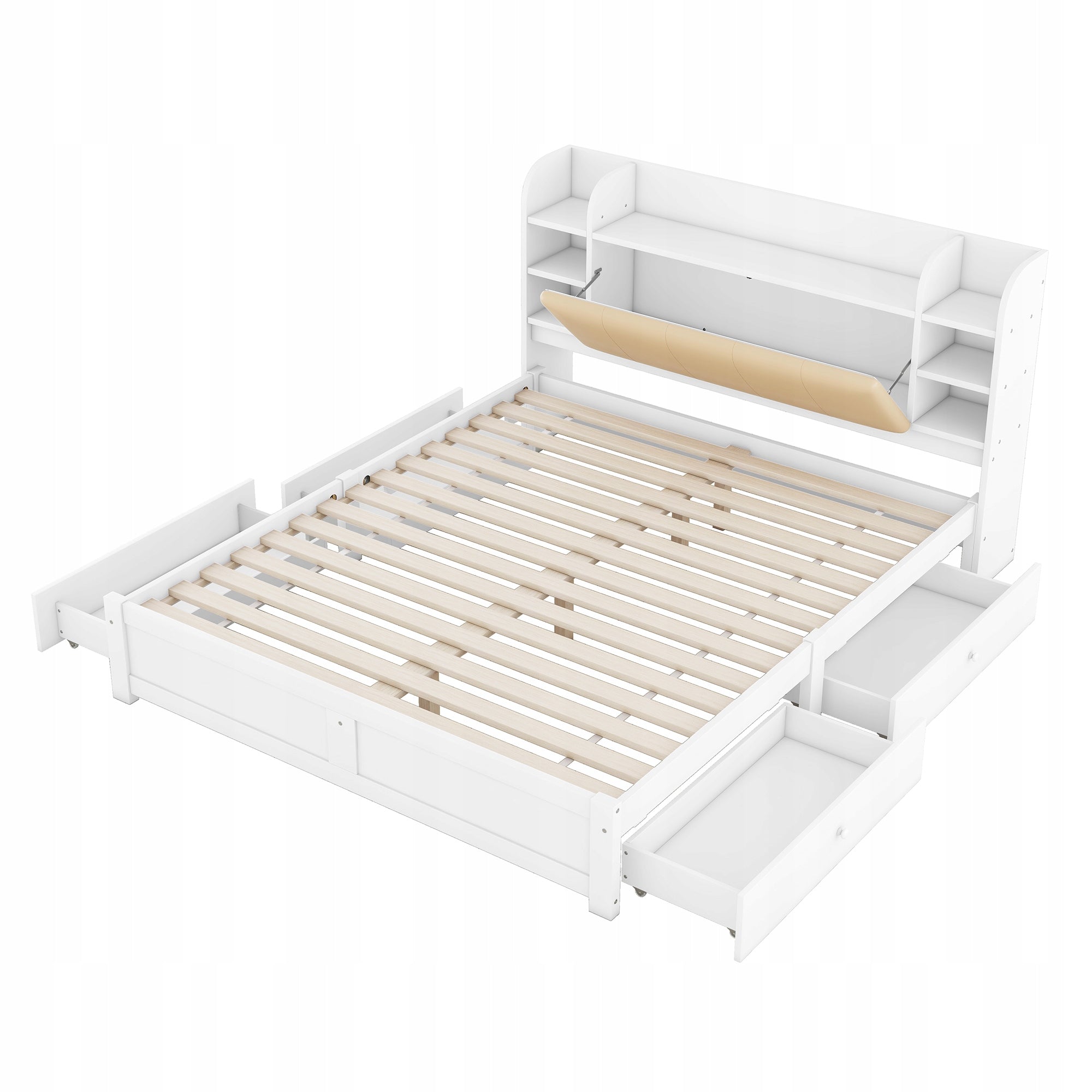 Letto matrimoniale con testiera - Xylo - 180x200 - Bianco - 4 cassetti