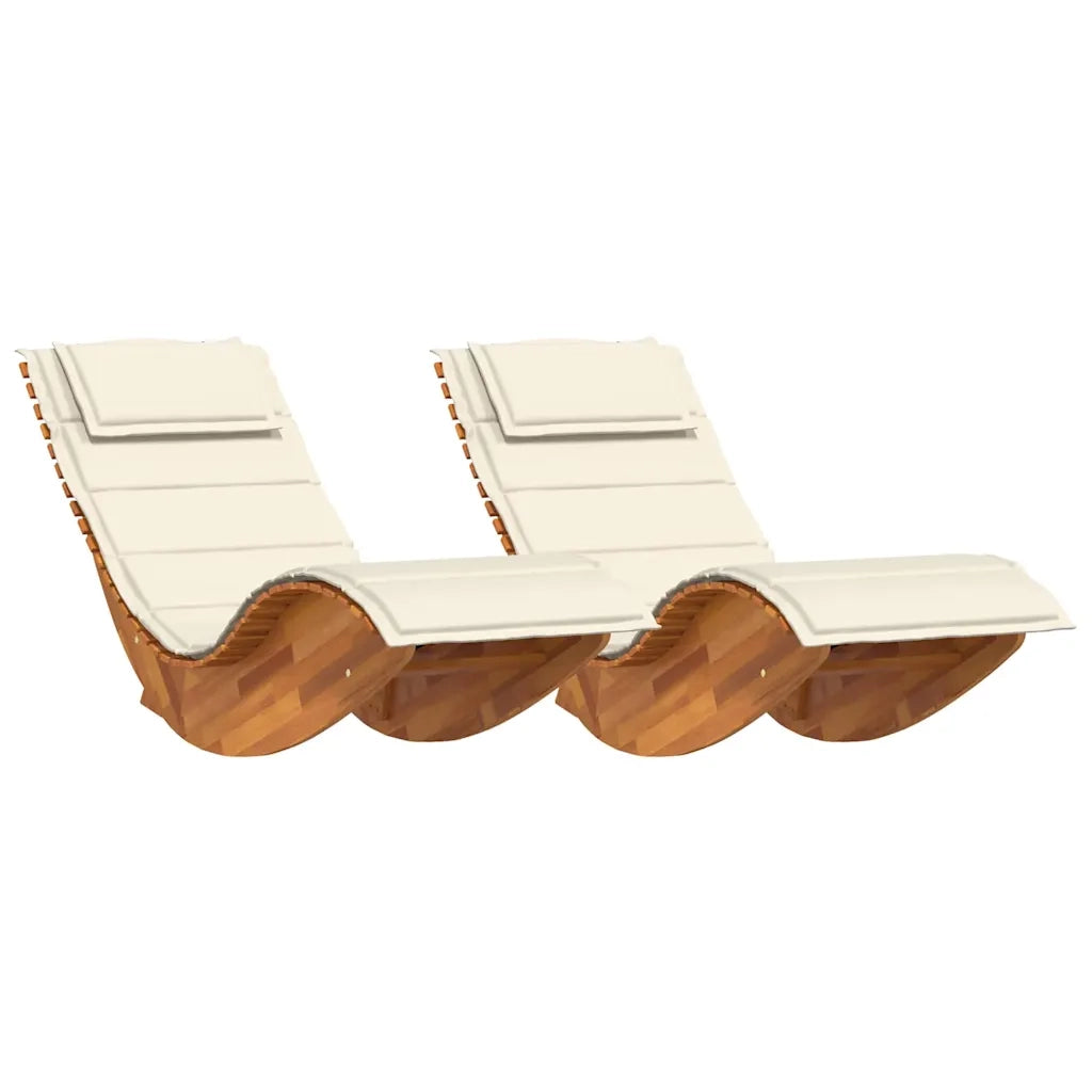 Lettino da sole 2 pcs Marrone Legno di Acacia Massello 3329134