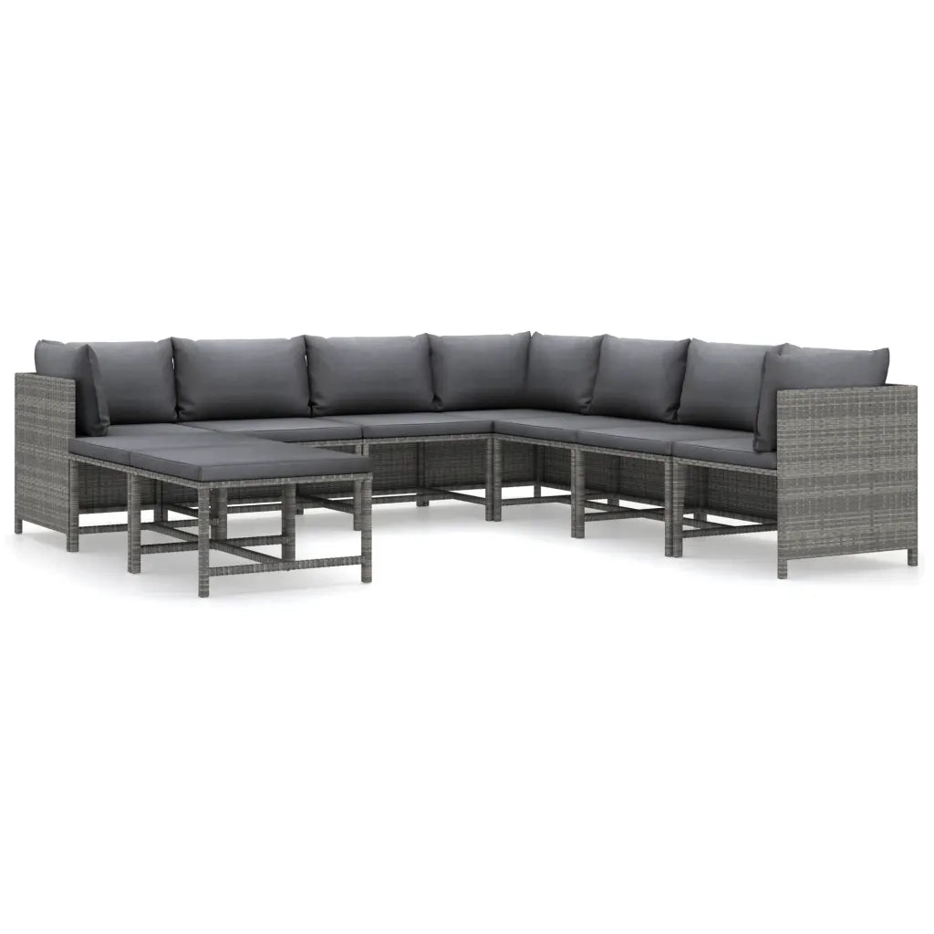 Set Divani da Giardino 9 pz con Cuscini in Polyrattan Grigio cod mxl 36276
