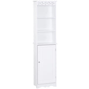 Mobiletto Bagno a Torre 3 Ripiani Regolabili e Armadietto ¨C zephmum ¨C MDF Bianco 40x23x160cm