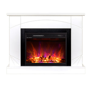 Camino Elettrico da Pavimento 85x110x27 cm Effetto Fiamma 1500W Madeira & Lorance Noce