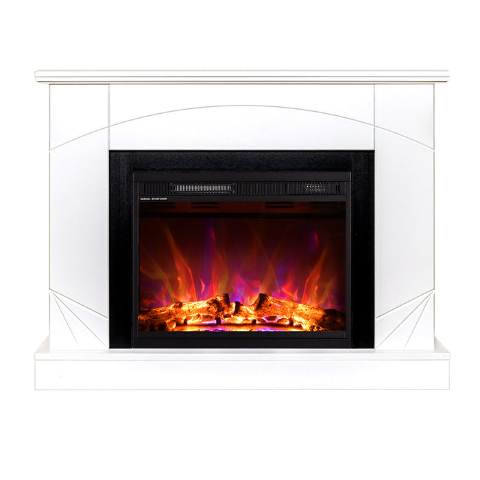Camino Elettrico da Pavimento 85x110x27 cm Effetto Fiamma 1500W Madeira & Lorance Noce