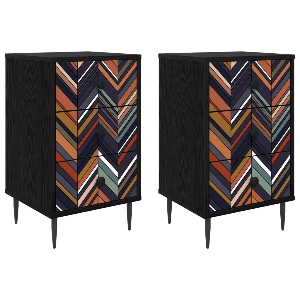 Armadio da Notte OMMEN 2 pz Rovere Nero 36 x 33 x 61 cm 8007330