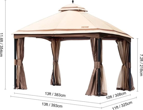 Pavilione Opvouabile - Tenda da Festa - 393x325x354cm - Beige
