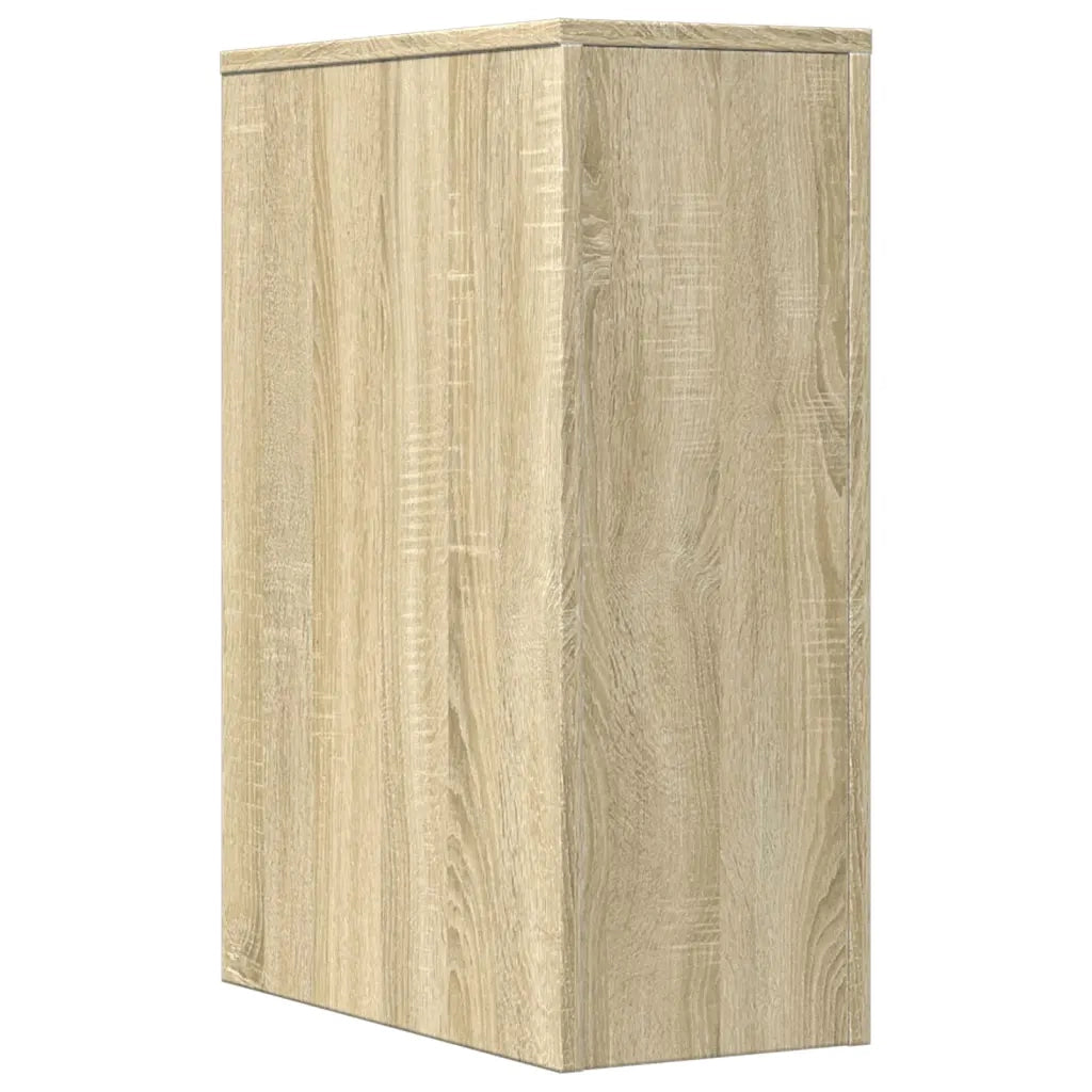 Armadietto da Bagno Stretto con Ruote Rovere Sonoma Truciolato