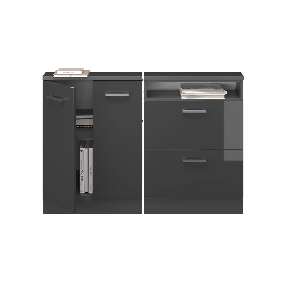 Set di mobili sottotetto Rion Antracite lucido/Antracite Set di 2 Vicco