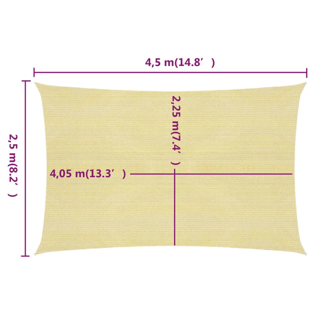 Vela ombreggiante 160 g/m² HDPE 2,5 x 4,5 m beige 02_0008956