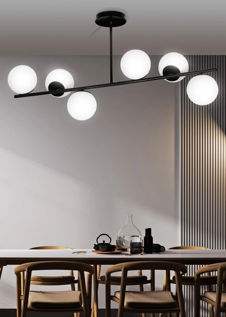 Lampadario Emibig BIOR 6xE14 nero con vetro bianco