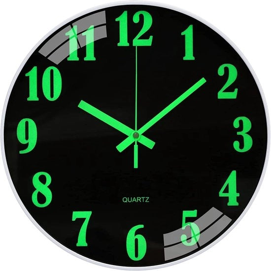 Orologio luminoso per parete, non ticchettante, silenzioso, 30 cm quarzo, moderno, grande orologio per parete alimentato da batterie, facile da leggere per camera, casa, cucina, camera da letto, ufficio, scuola.