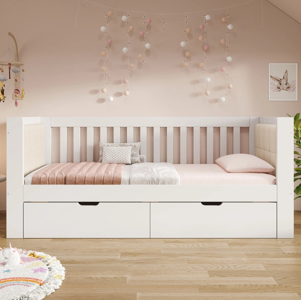 Letto da giorno con letto estraibile 90x190 cm; legno; bianco