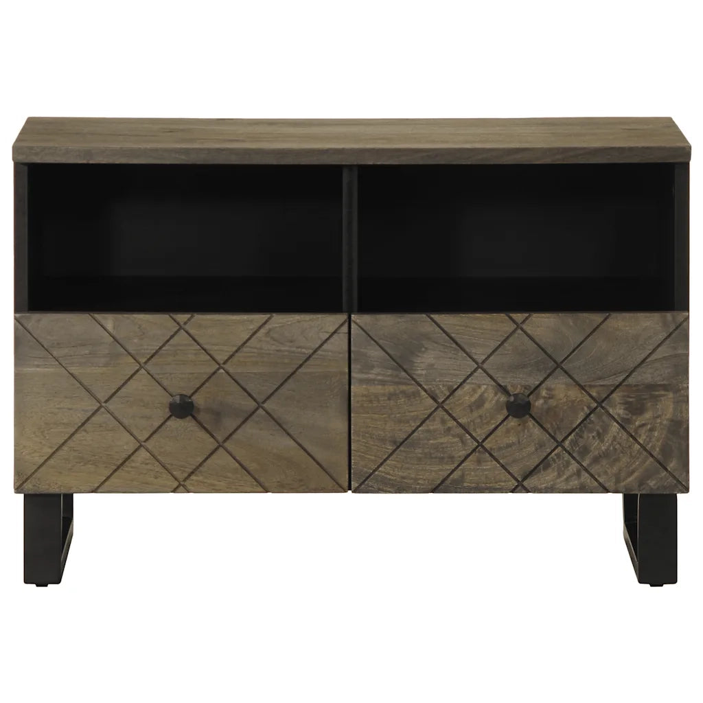 Mobile Porta TV Nero 70x33x46 cm in Legno Massello di Mango 4017685