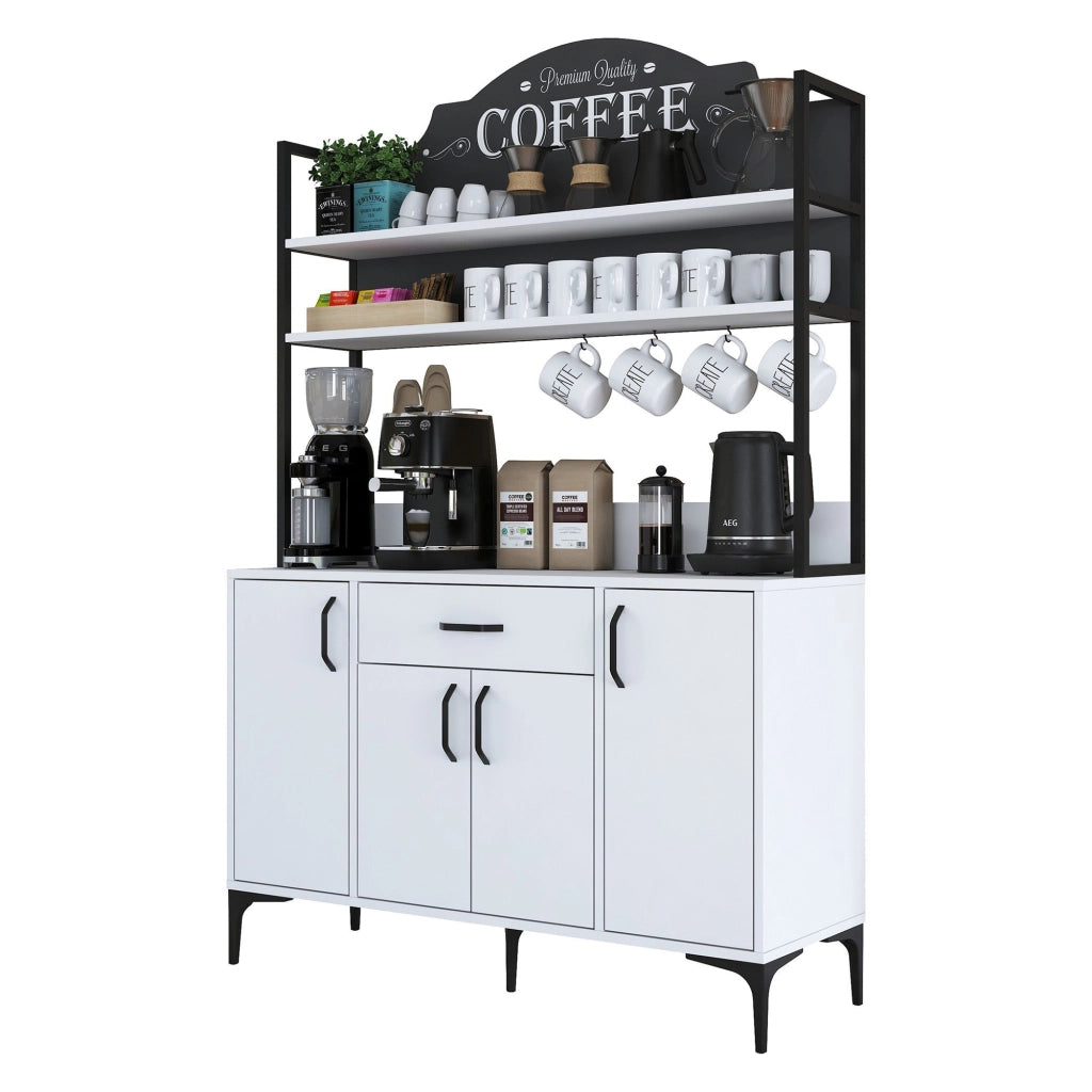 Madia Camino, Credenza 4 Ripiani, 120x40x184h cm Bianco