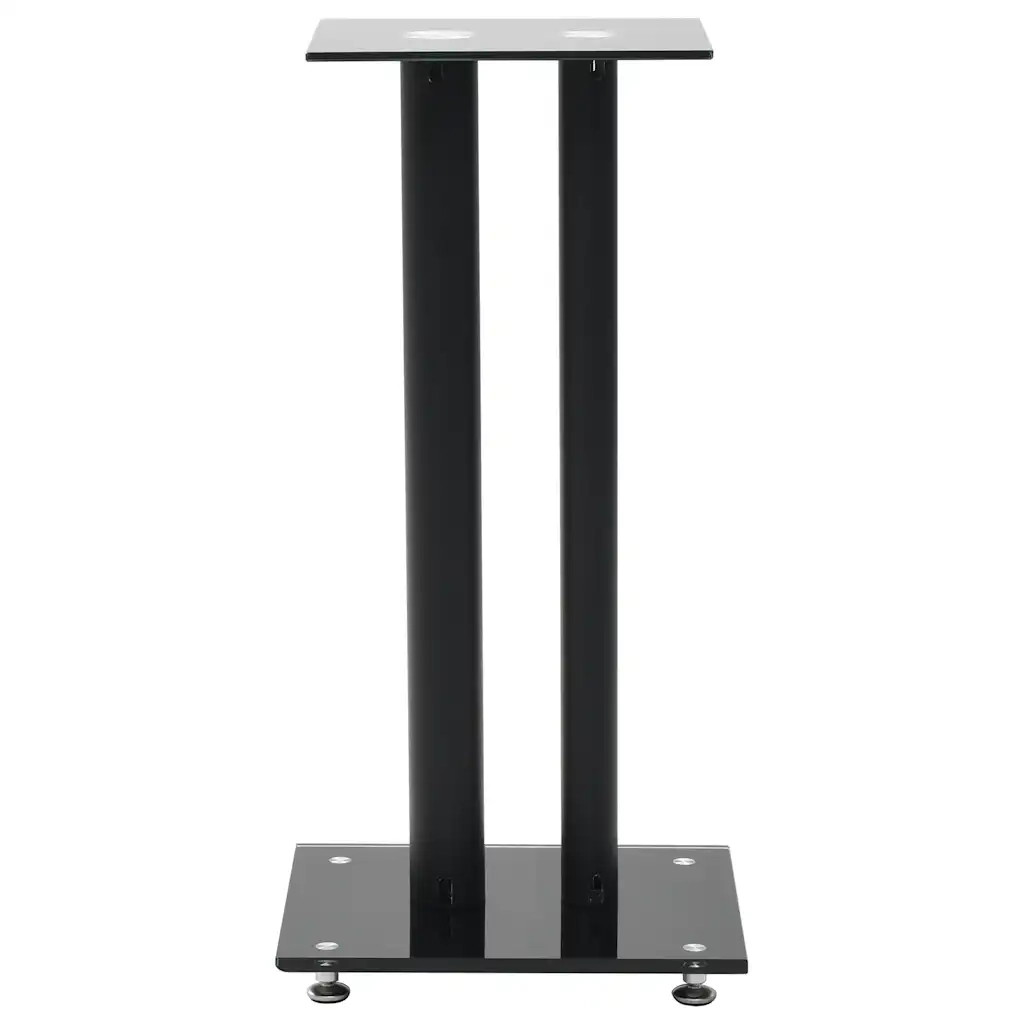 Supporti per Altoparlanti 2 pz Vetro Temperato a Colonna Nero 50673