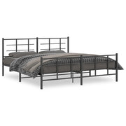 Letto matrimoniale | Letto per adulti | Giroletto con Testiera e Pediera Metallo Nero 183x213 cm