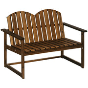 Panchina da giardino in abete per 2 persone, design rustico, robusta e resistente, per esterno, 114x63x86 cm