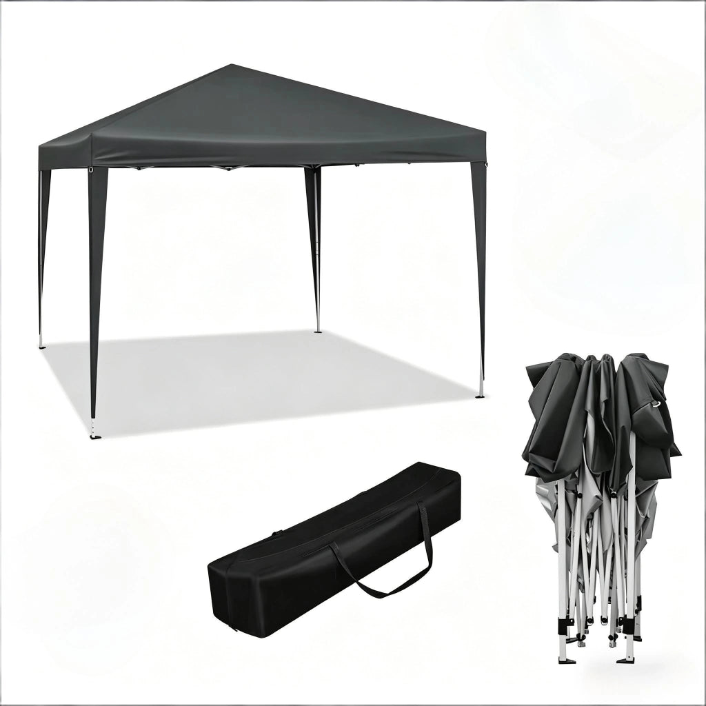 Gazebo da giardino 3x3 m regolabile in altezza, struttura in metallo, colore antracite