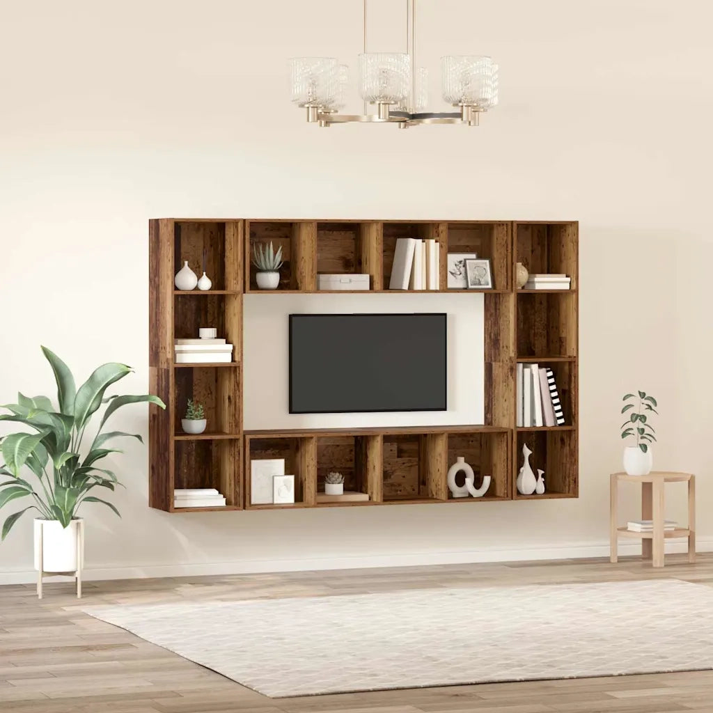 vidaXL Mobile TV 4 pcs Marrone 37 x 37 x 142.5 cm Legno multistrato