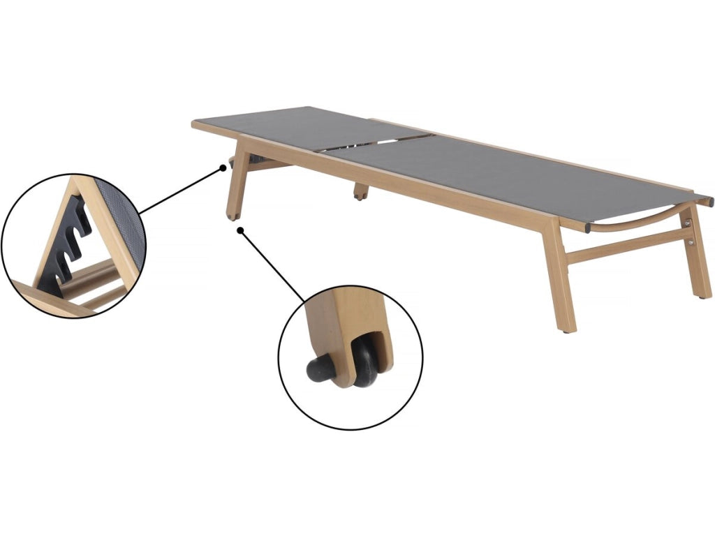 Set di 2 lettini "Elysia" in alluminio finto legno - Grigio