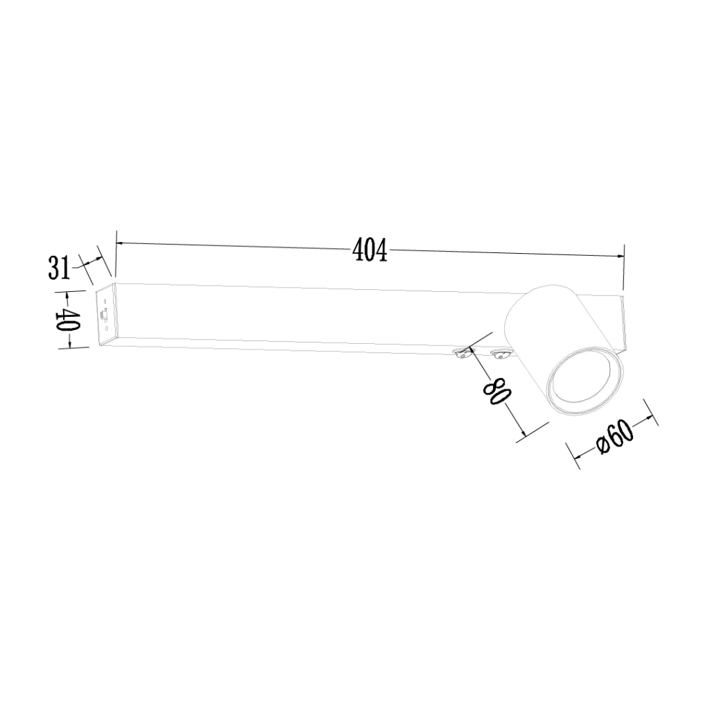 Applique nera destra Magnet LED 5W CCT + GU10 lettura