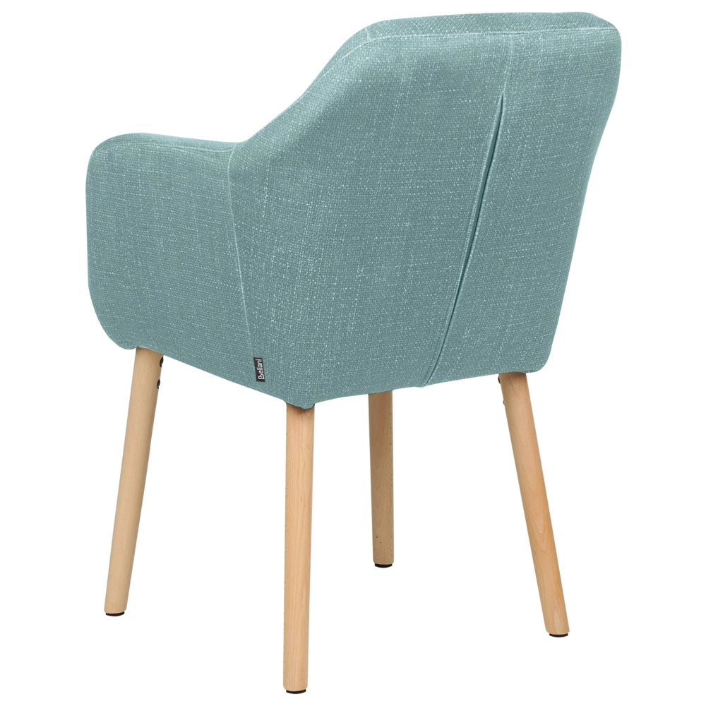 Sedia da pranzo Rivestimento in velluto blu Gambe in legno con braccioli Stile classico Mobili per il soggiorno