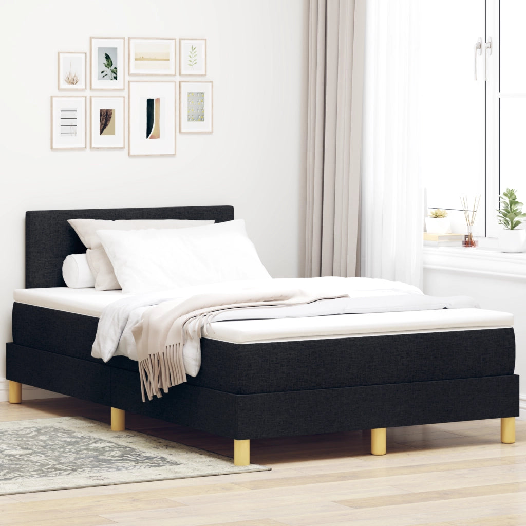 Letto con Box Spring e Materasso e LED Nero 120x200 cm Tessuto