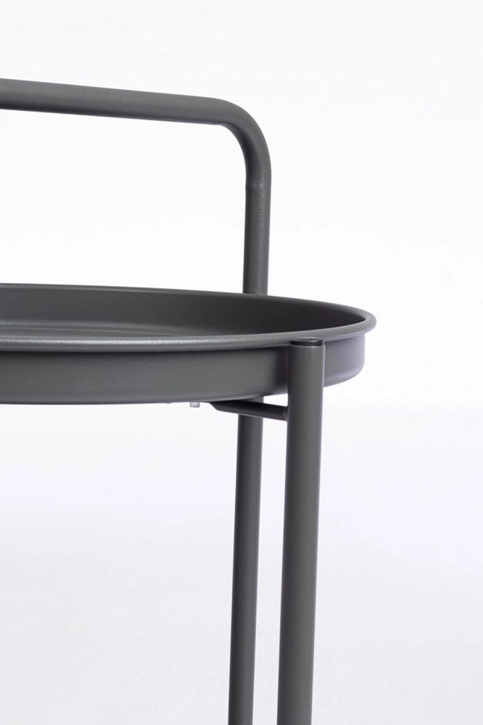 Tavolino da Esterno Carrello con Ruote Ø44,5x70h cm in Acciaio Austin Twin Antracite