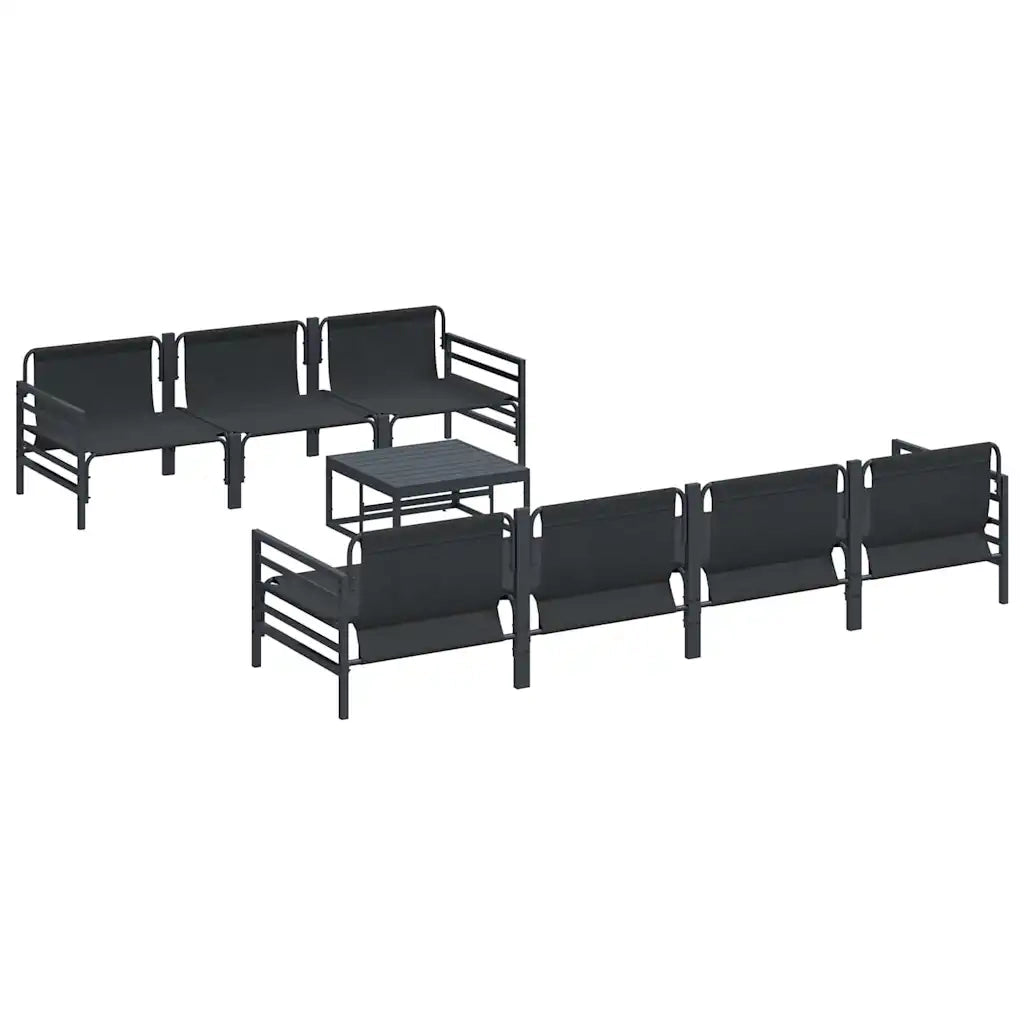 Set Divano da Giardino con cuscino 8 pcs Nero Acciaio 3378957