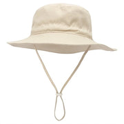 Ombrello per bambini con protezione solare UPF 50+, cappello da mare per ragazzi e ragazze con fascia regolabile e bordo ampio, copricapo per bambini con protezione solare per esterno (S: 48-50cm) - Beige