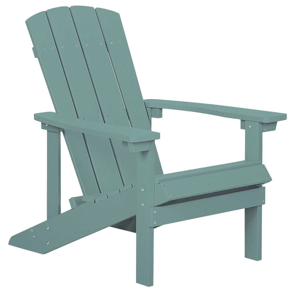 Sedia da giardino in legno di plastica turchese con poggiapiedi resistente agli agenti atmosferici in stile moderno