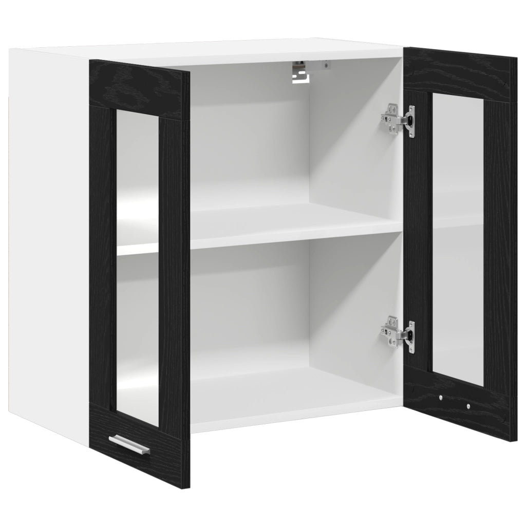 Cabinetto in vetro appeso  in rovere nero - 60x31x60 cm