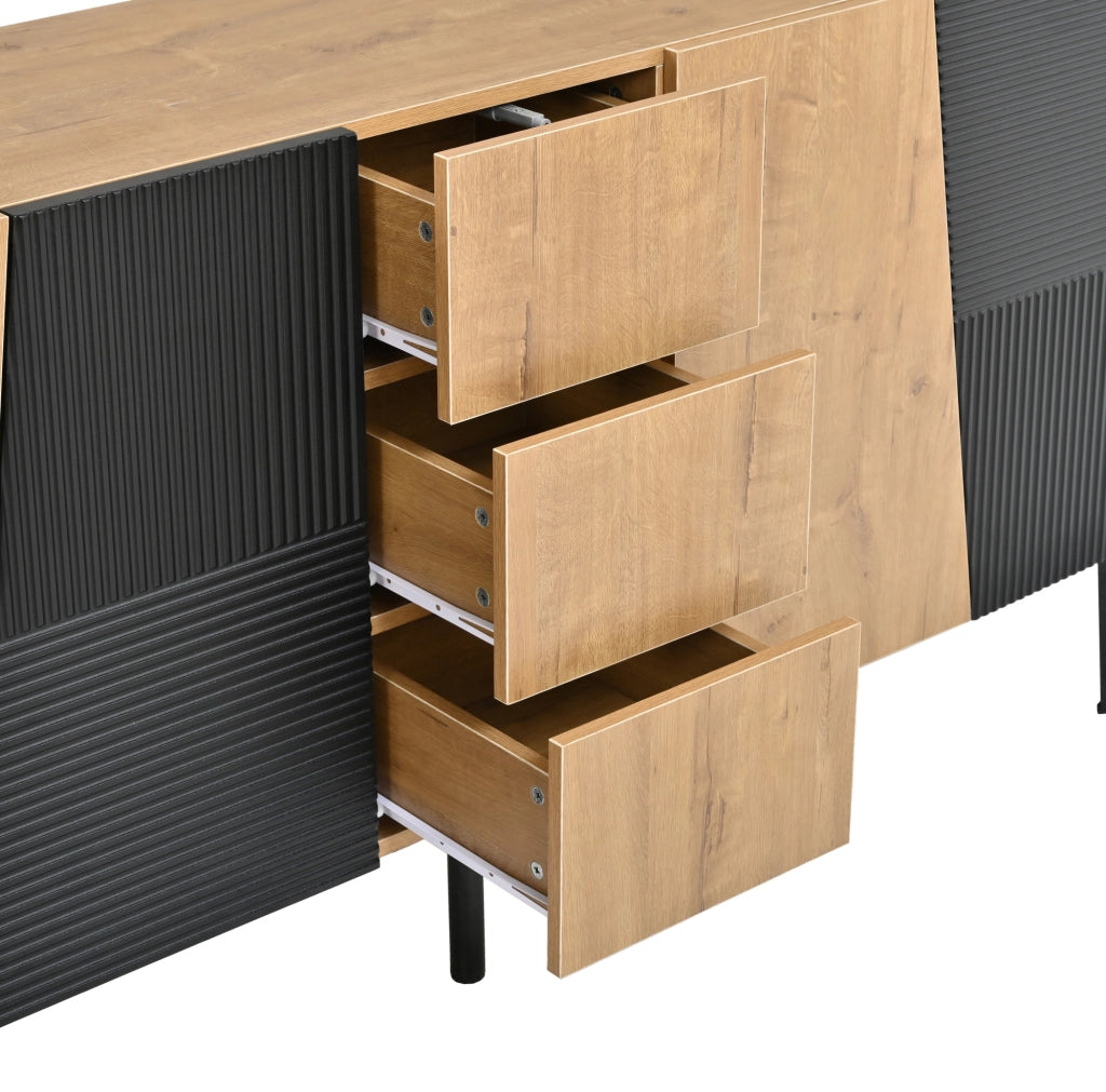 Sideboard con 4 ante e 3 cassetti in legno e metallo 160x40x80 cm