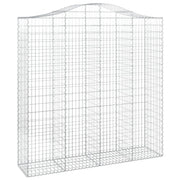 Cesto gabbione recinzione a gabbia muro di contenimento ad arco 200 x 50 x 200/220 cm ferro zincato argento 02_0040034