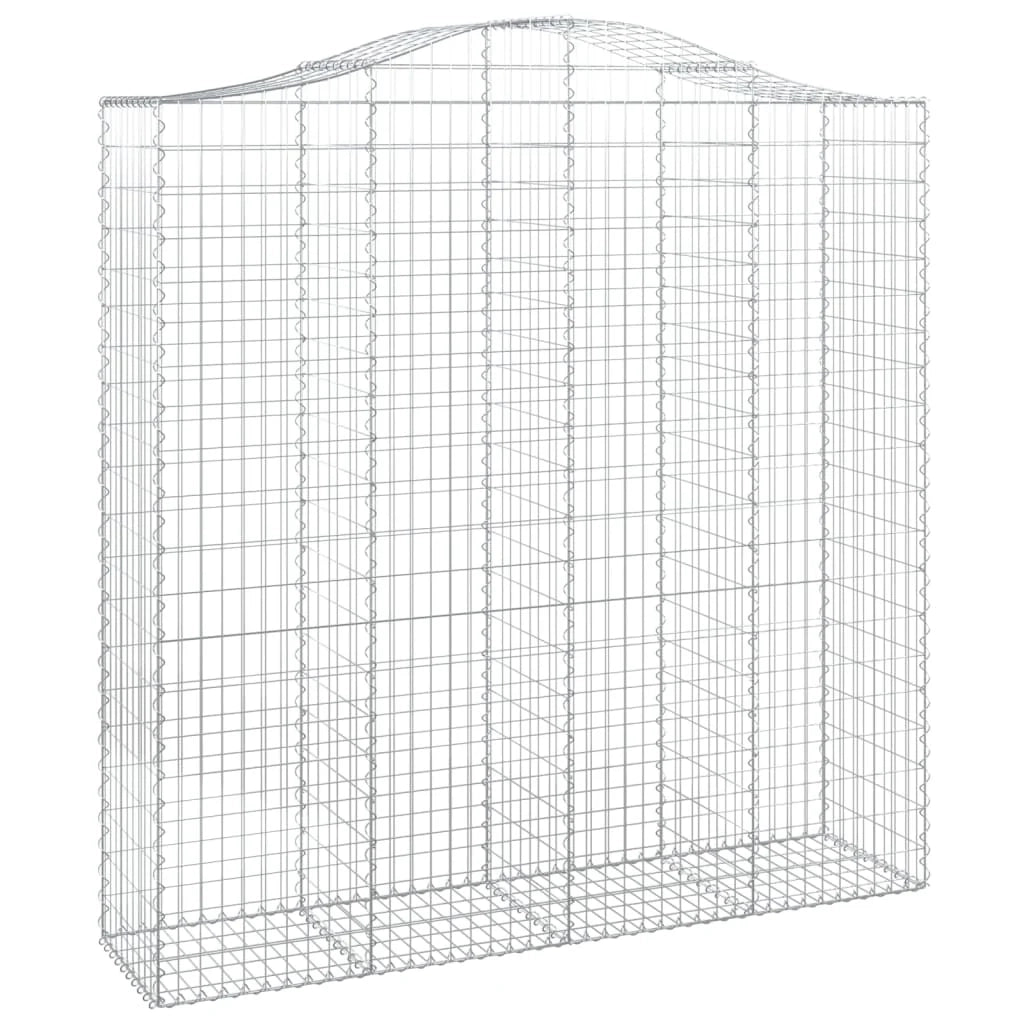 Cesto gabbione recinzione a gabbia muro di contenimento ad arco 200 x 50 x 200/220 cm ferro zincato argento 02_0040034
