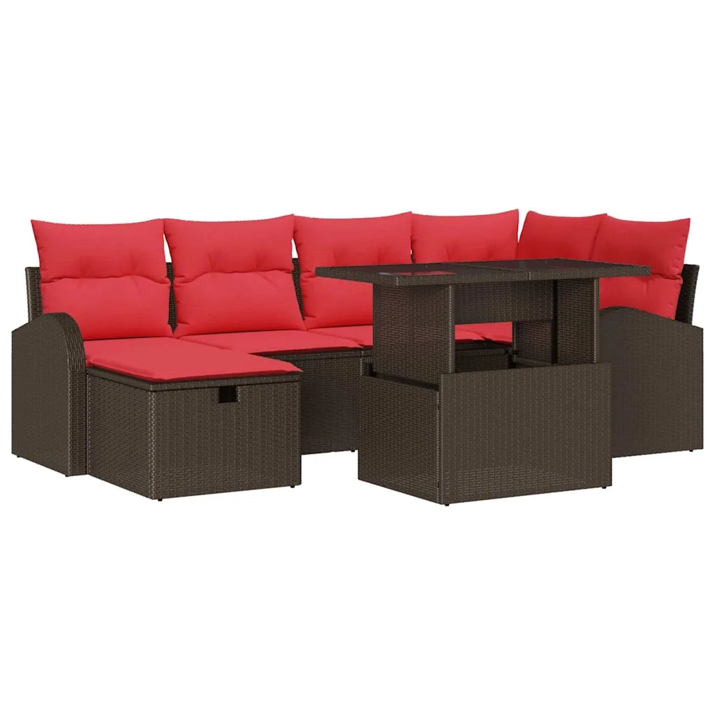 Set Divano da Giardino con cuscino 7 pcs Marrone Poly Rattan 3361093