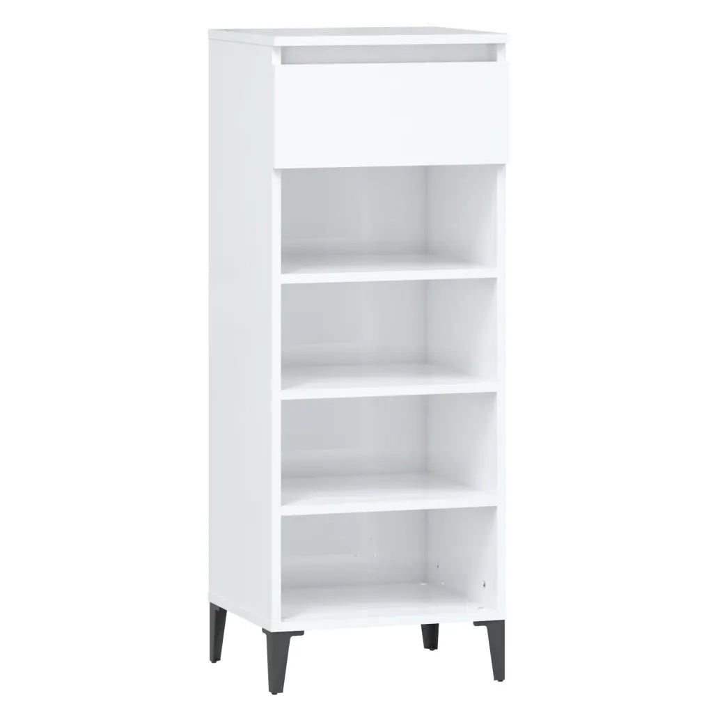 Scarpiera Bianco Lucido 40x36x105 cm in Legno Multistrato 819782