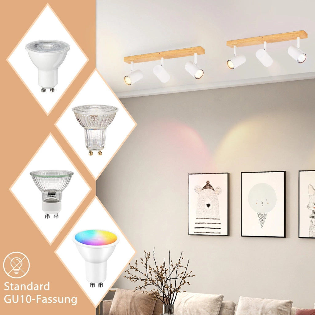 ZMH Faretto da soffitto 3 fiamme Gu10 Plafoniera moderna orientabile 330