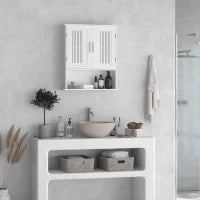 kleankin Mobiletto da Bagno a Muro Salvaspazio con Armadietto e Ripiano, 60x20x70 cm, Bianco