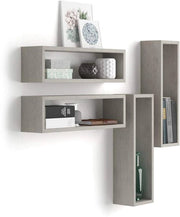 Set di 4 Pannelli Cubici Iacopo, Grigio Cemento, Fatto in Italia