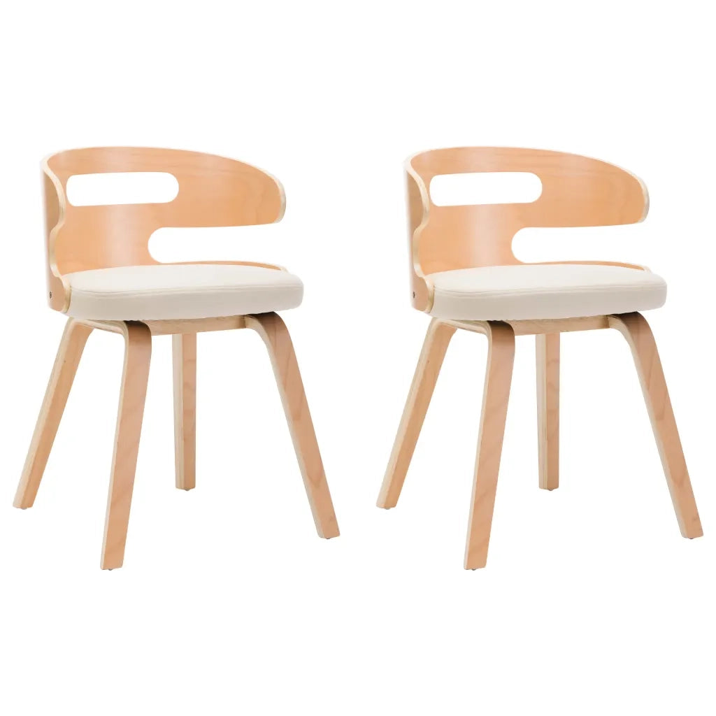 Sedie da Pranzo 2 pz | Sedie da cucina in Legno Curvato e Similpelle Crema