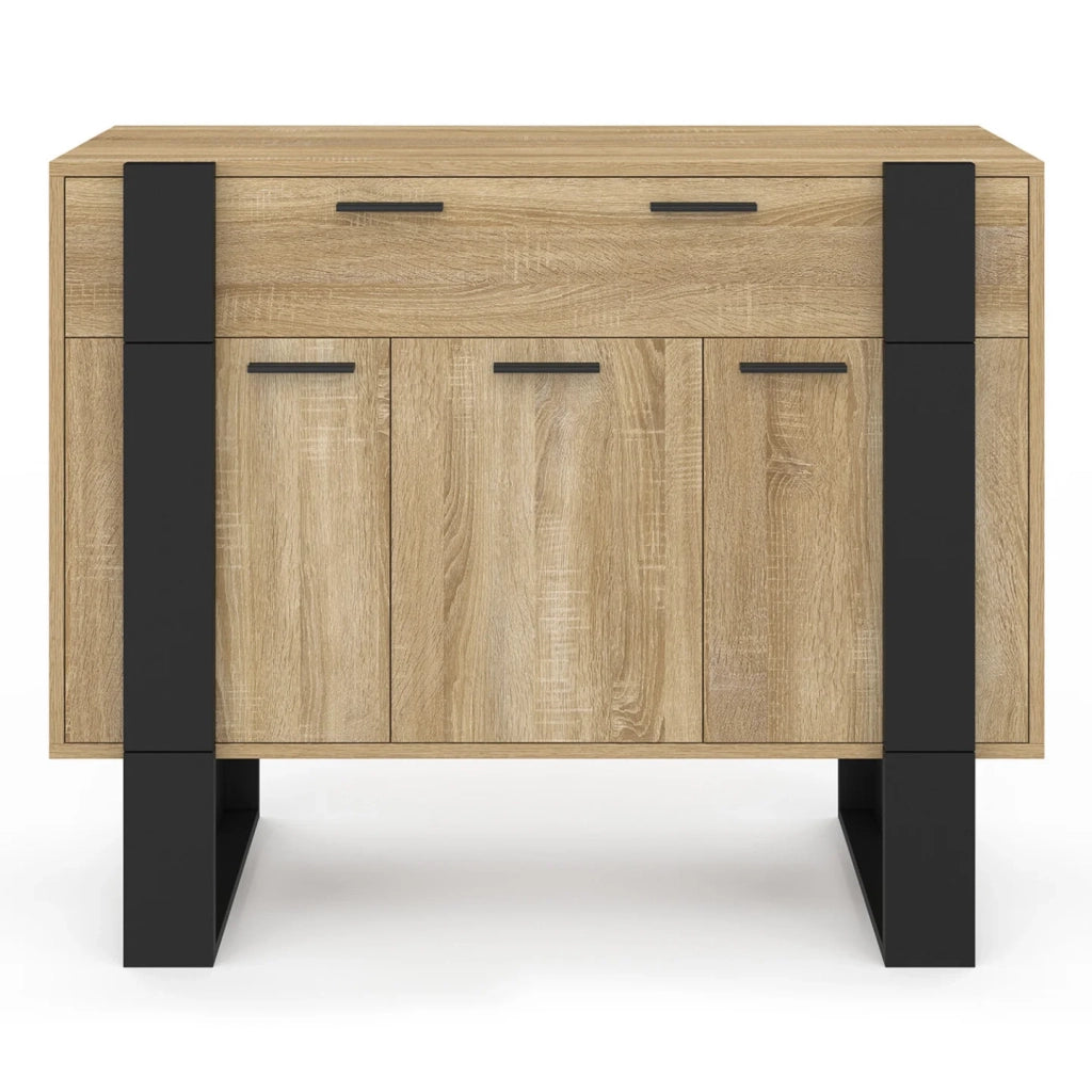 IDMarket - Credenza PHOENIX 100 cm con 3 ante e 1 cassetto, legno e nero
