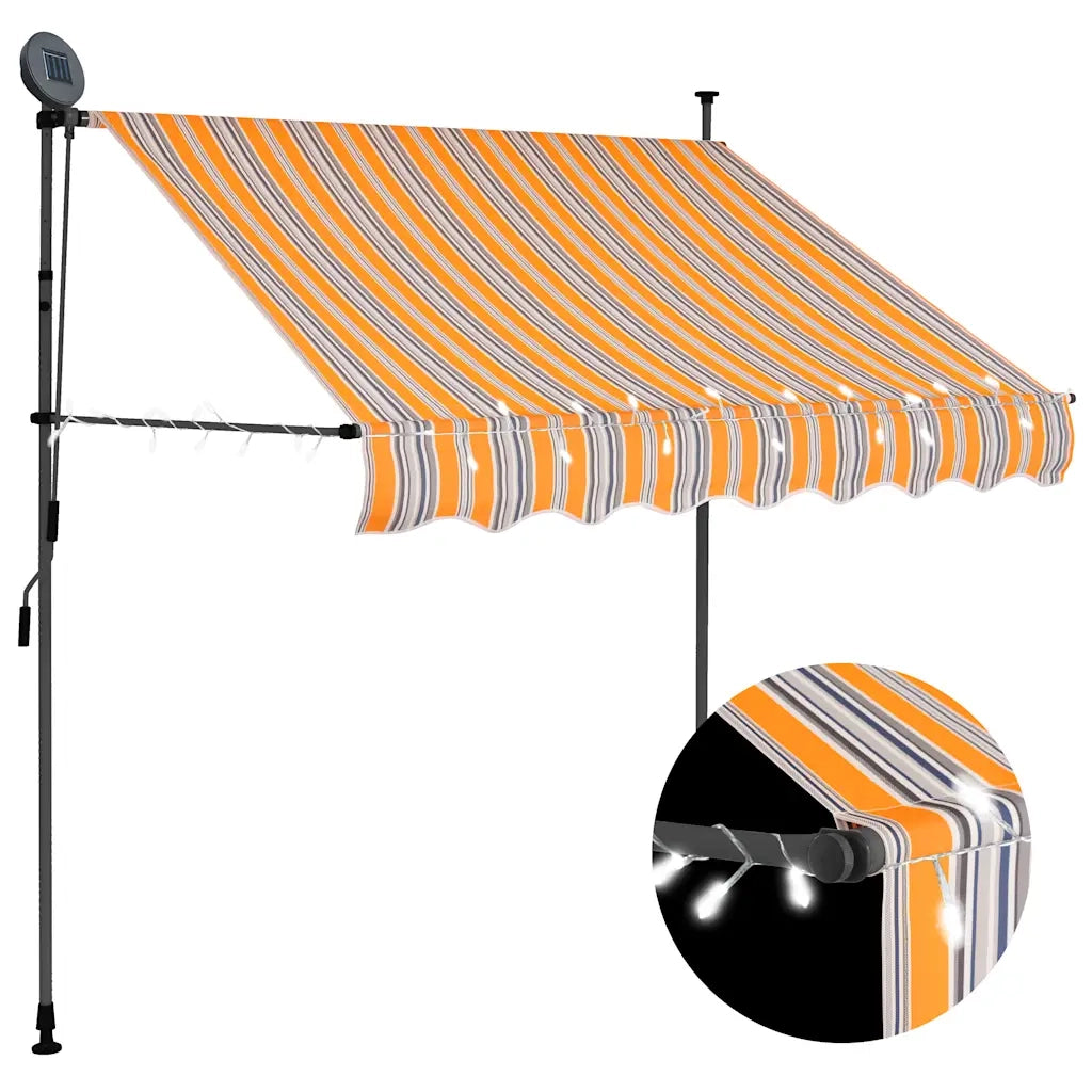 Tenda da Sole Retrattile Manuale con LED 150 cm Giallo e Blu cod mxl 18986