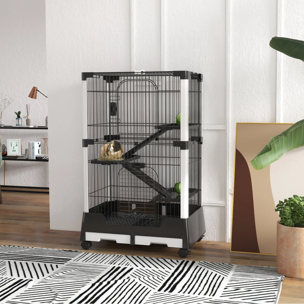 Gabbia per Piccoli Animali con Ruote 114x75x50 cm ¨C zephmum ¨C Grigio
