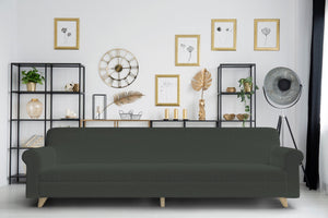 Copridivano Elasticizzato 2 Posti in Poliestere Grigio Scuro