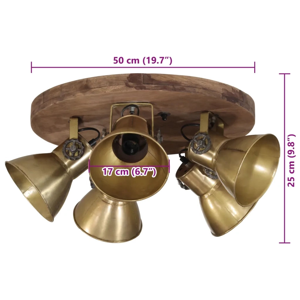 Lampada a Soffitto 25 W Ottone Anticato 50x50x25 cm E27 CFW1335274