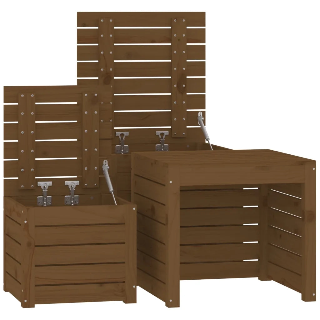 Set Cassette da Giardino 3 pz Ambra in Legno Massello di Pino 823958