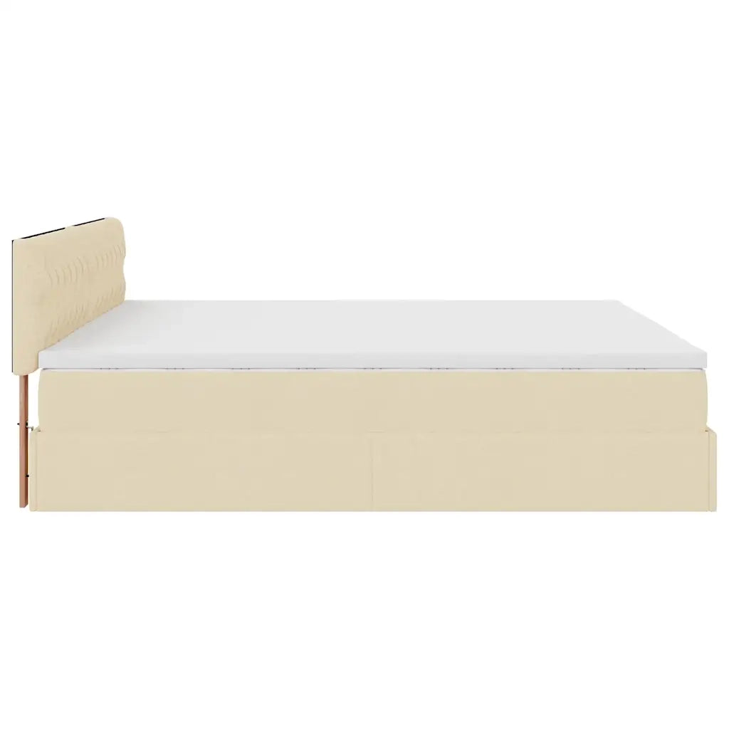 Struttura Letto Pouf con Materasso Crema 160x200 cm in Tessuto 3311558