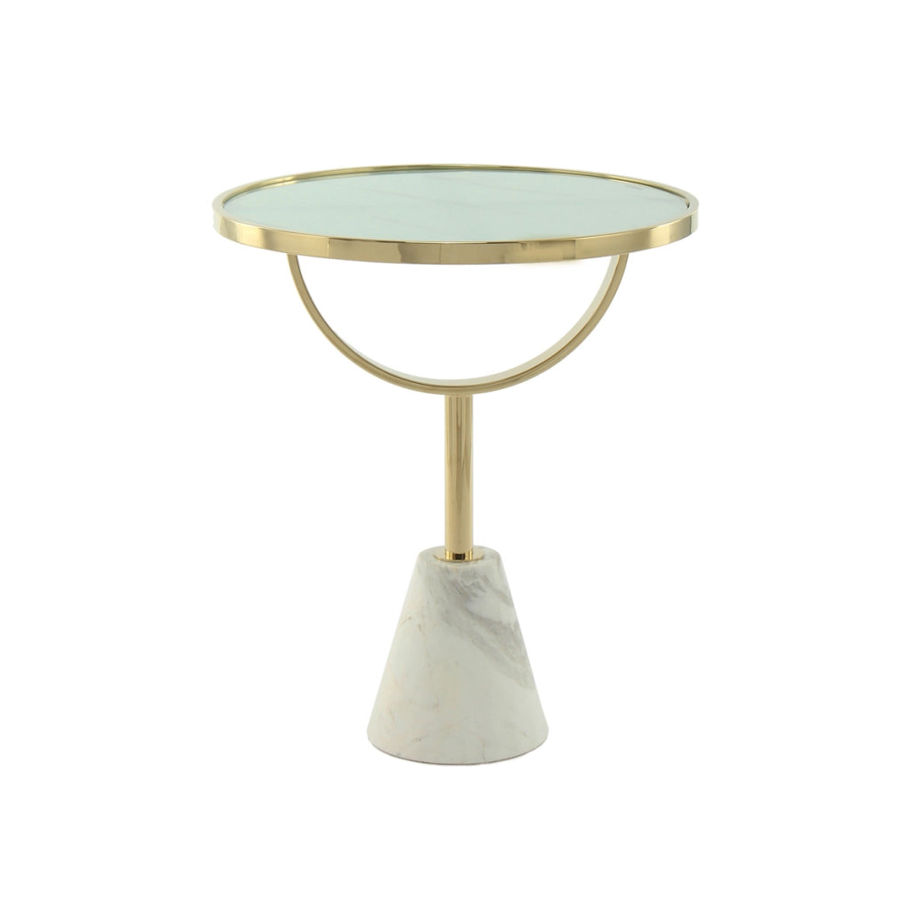 Tavolino Oscar 125 con Base in Marmo e Piano Effetto Pietra