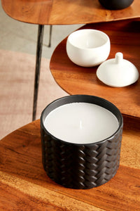 Candela con Coperchio Ø14,5x14 cm in Ceramina Twine Nero